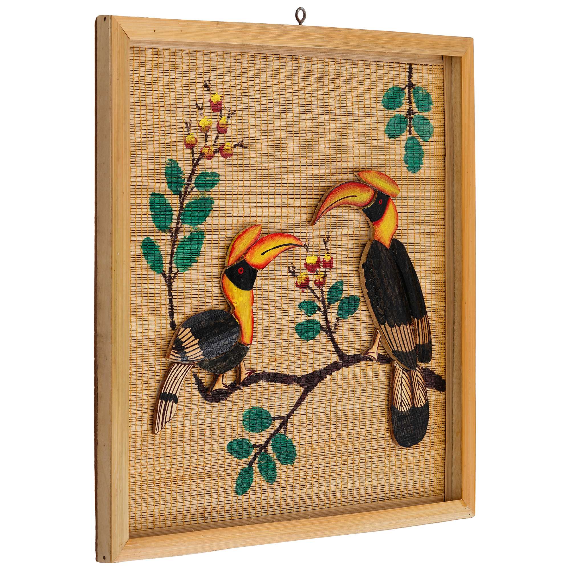 Bamboo Art Couple Hornbill Painting For Home Decor | Bamboo Art Gift For Multiple Occasions - Image 3