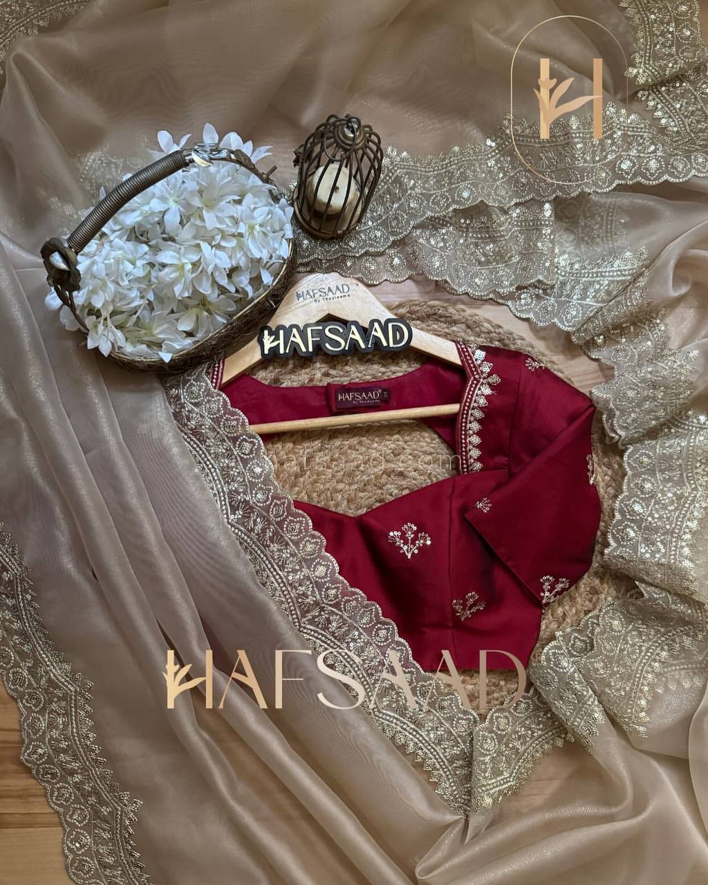 Luxurious Ivory Organza Dupatta with Heavy Golden Sequin & Zari Cutwork Border β Perfect for Weddings & Festive Layering - Image 5