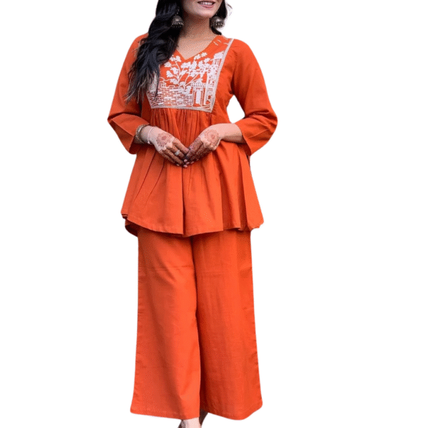 Stylish Cotton Slub Kurta Pant Set with Elegant Embroidery (XL)